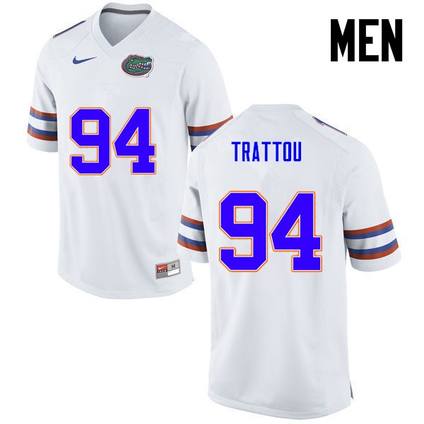 Florida Gators Men #94 Justin Trattou College Football Jersey White
